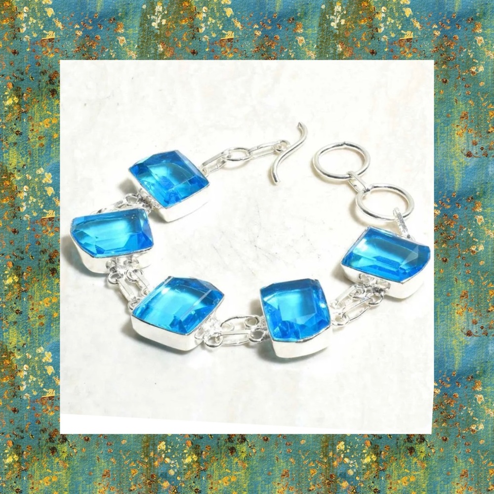 Blue Topaz Crystal Adjustable Bracelet
